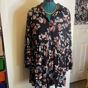 Style & Co floral Black Long-Sleeve plus size long sleeve lightweight top